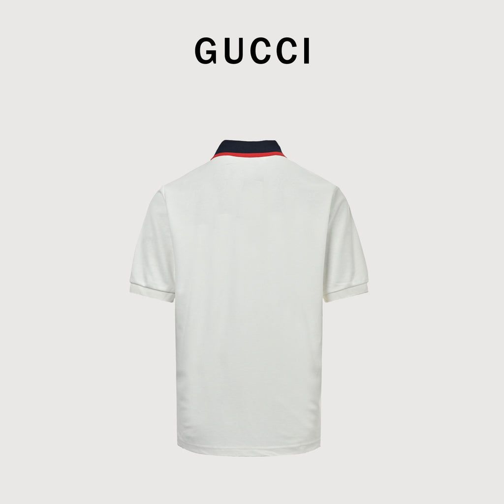 Gucci 26SS Classic Double-G Embroidered Short Sleeve Polo Shirt – White SG2800331