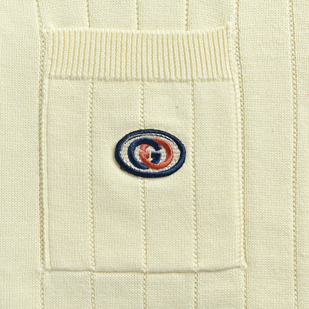 Gucci 25SS Pocket Embroidered Knit Polo Shirt – Cream DK3000722