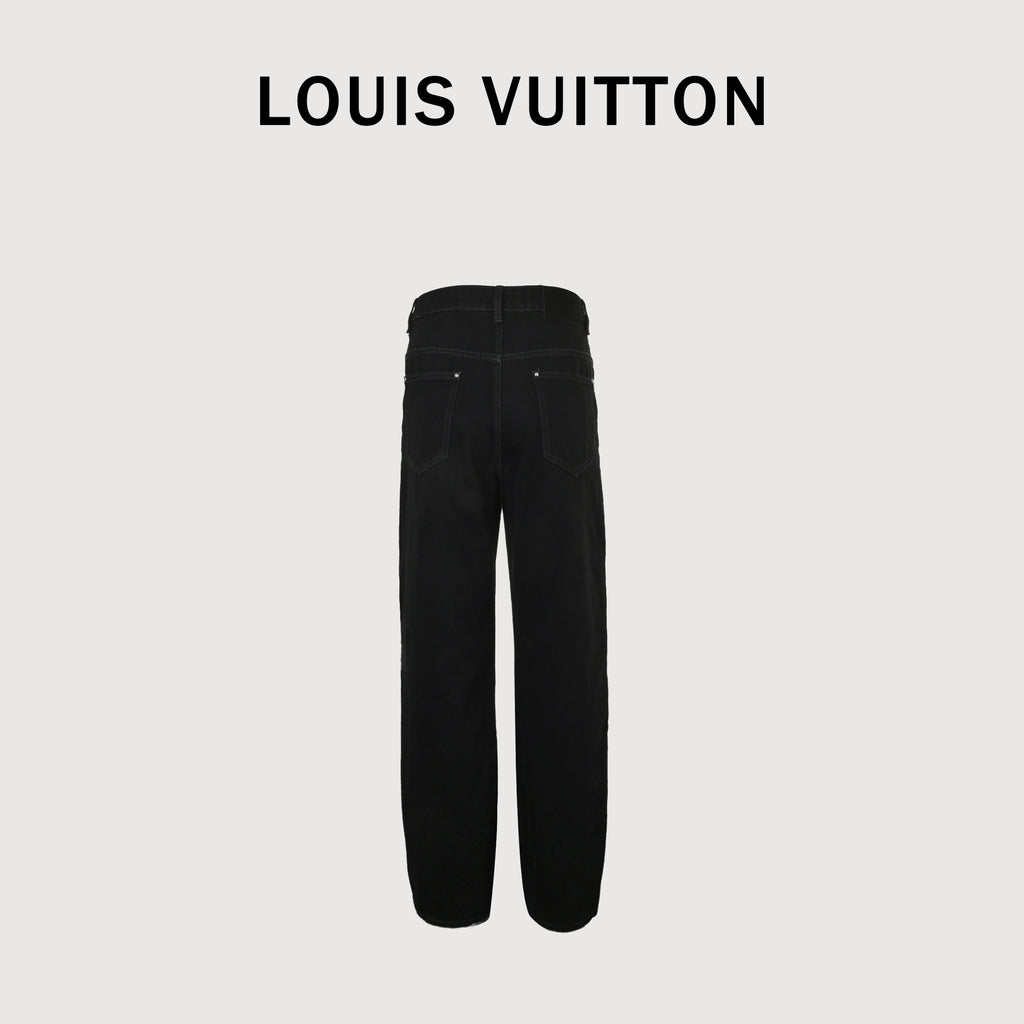Louis Vuitton LV Laser Burn Washed Distressed Wide-Leg Jeans – Black  NP7000108