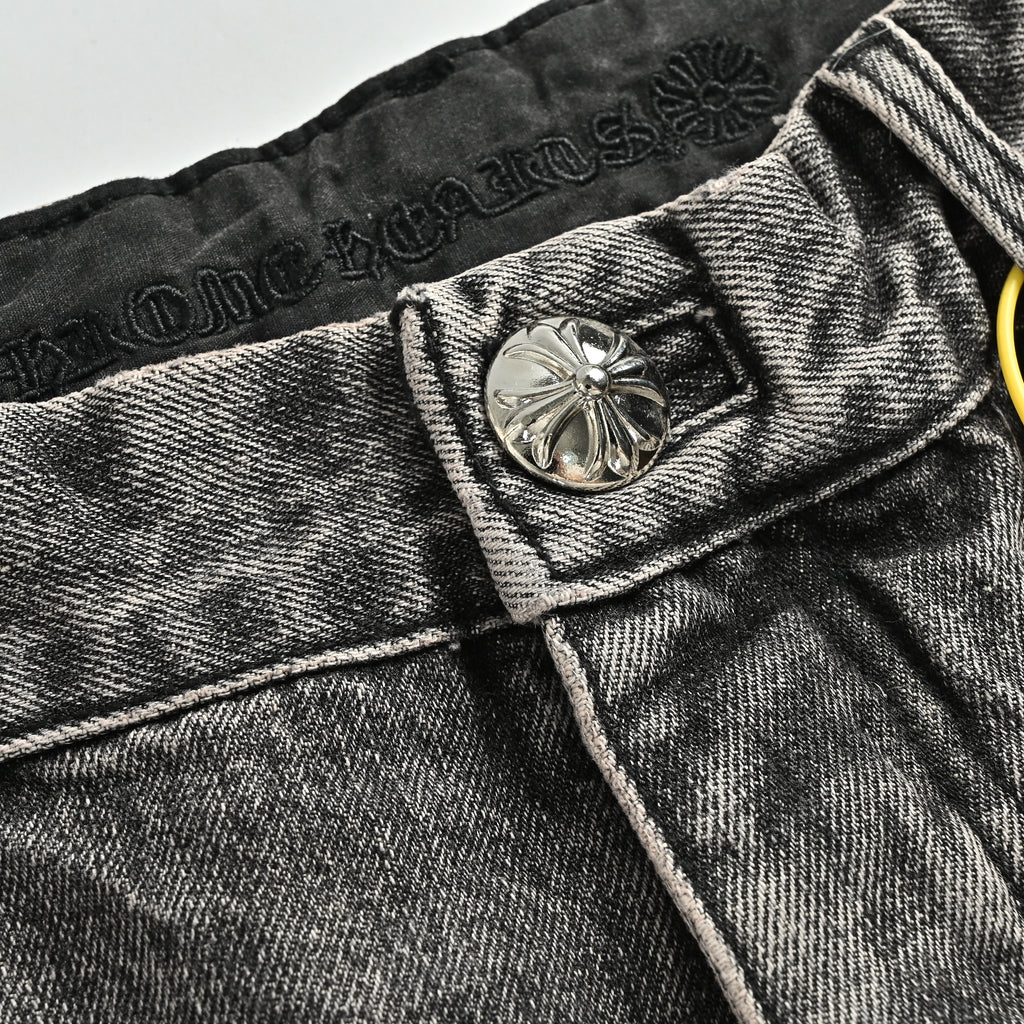 Chrome Hearts CH Limited Flame Leather Cross Patch Jeans CH-20261382