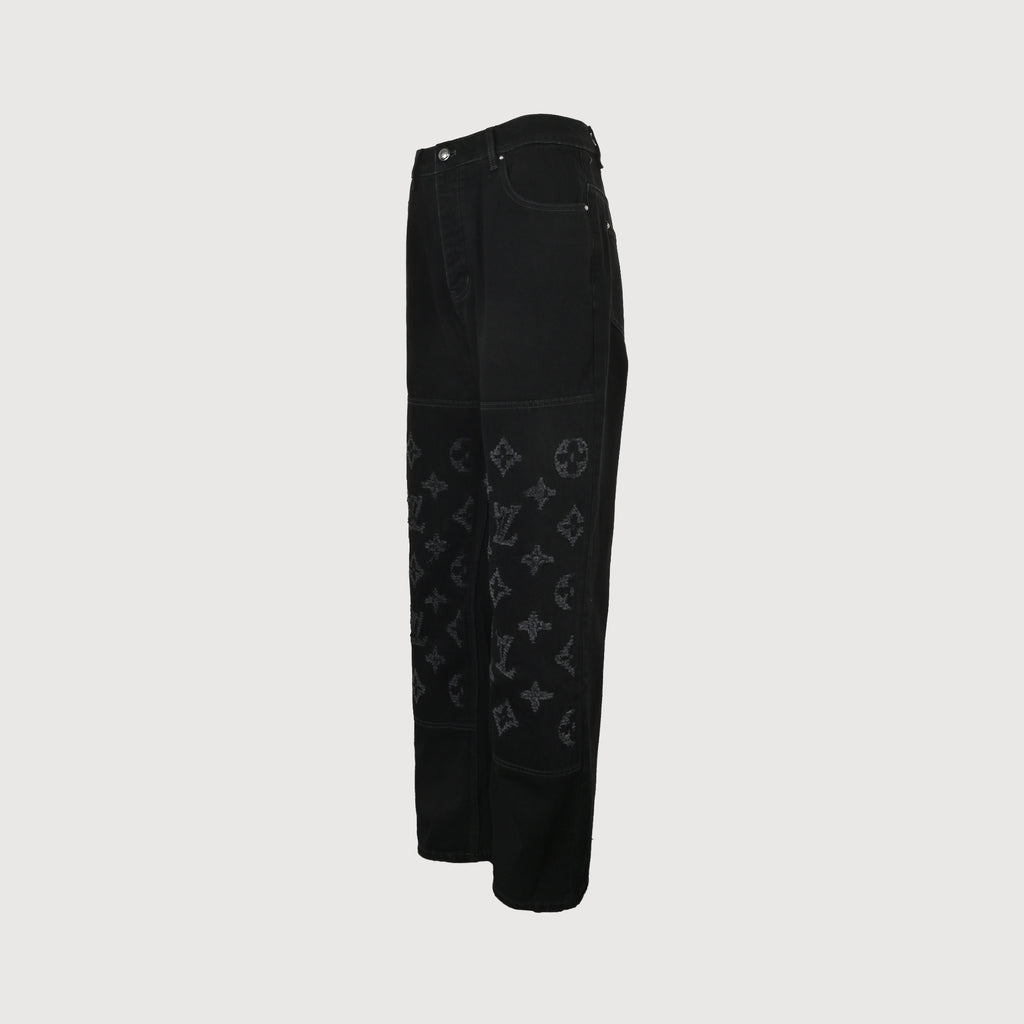 Louis Vuitton LV Laser Burn Washed Distressed Wide-Leg Jeans – Black  NP7000108