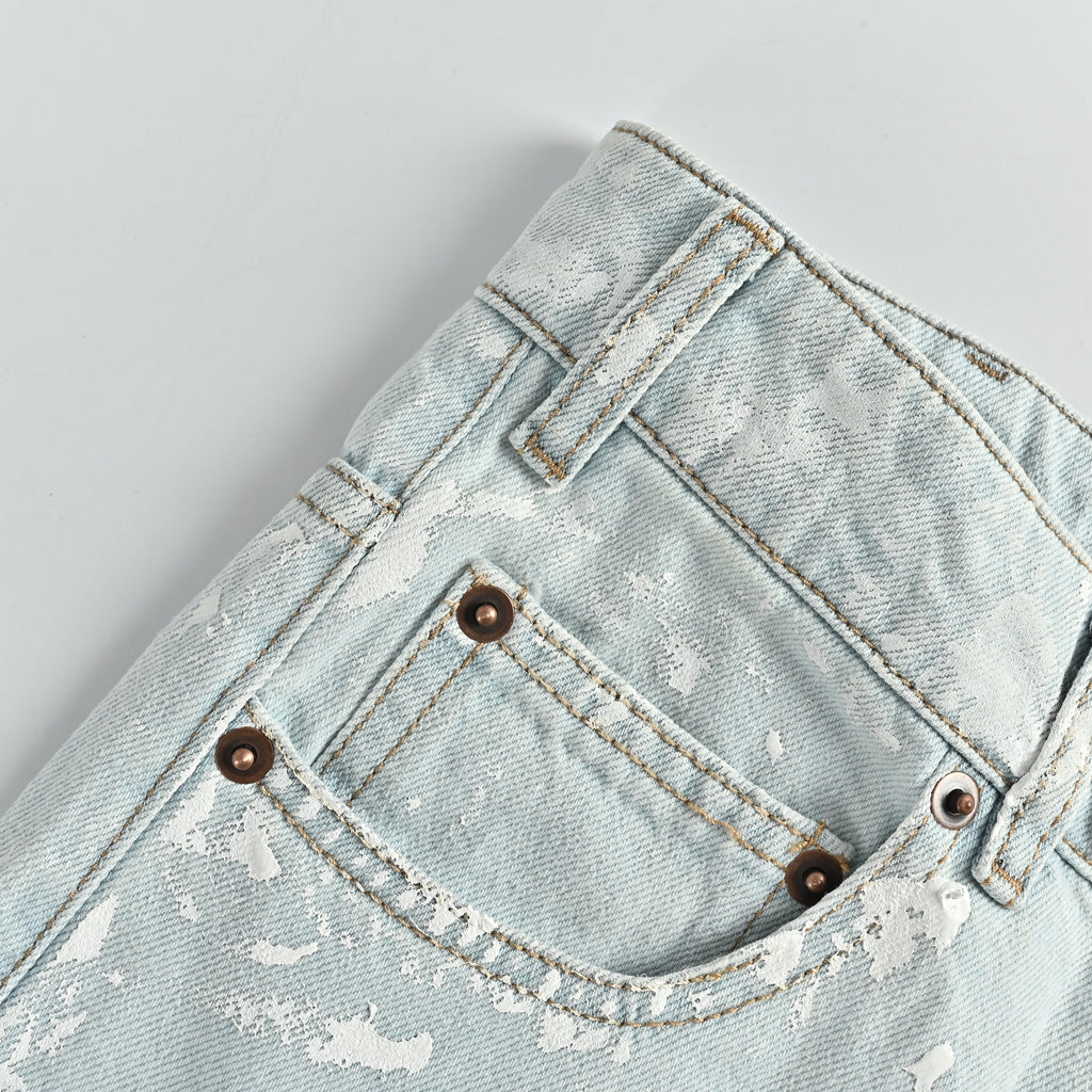 Maison Margiela 26SS Paint Splash Five-Pocket Straight-Leg Jeans – Ice Blue  HH6000701