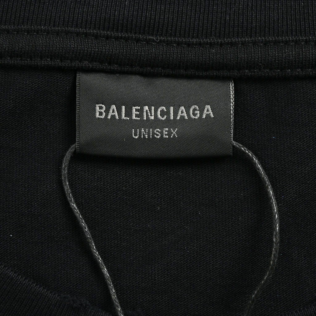 Balenciaga Paris Thunderstorm Lightning Tower Washed Distressed T-Shirt XBK2600404