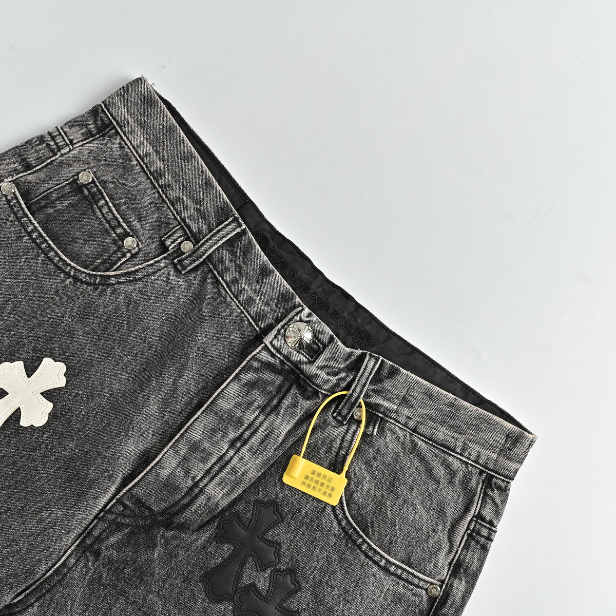 Chrome Hearts CH Limited Flame Leather Cross Patch Jeans CH-20261382
