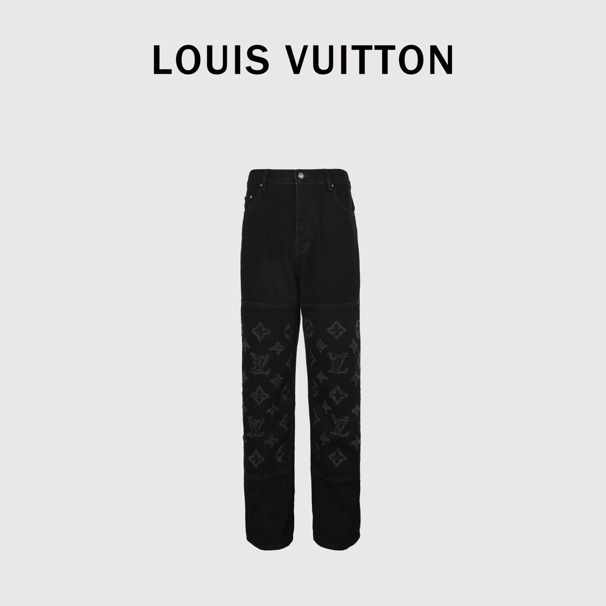Louis Vuitton LV Laser Burn Washed Distressed Wide-Leg Jeans – Black  NP7000108