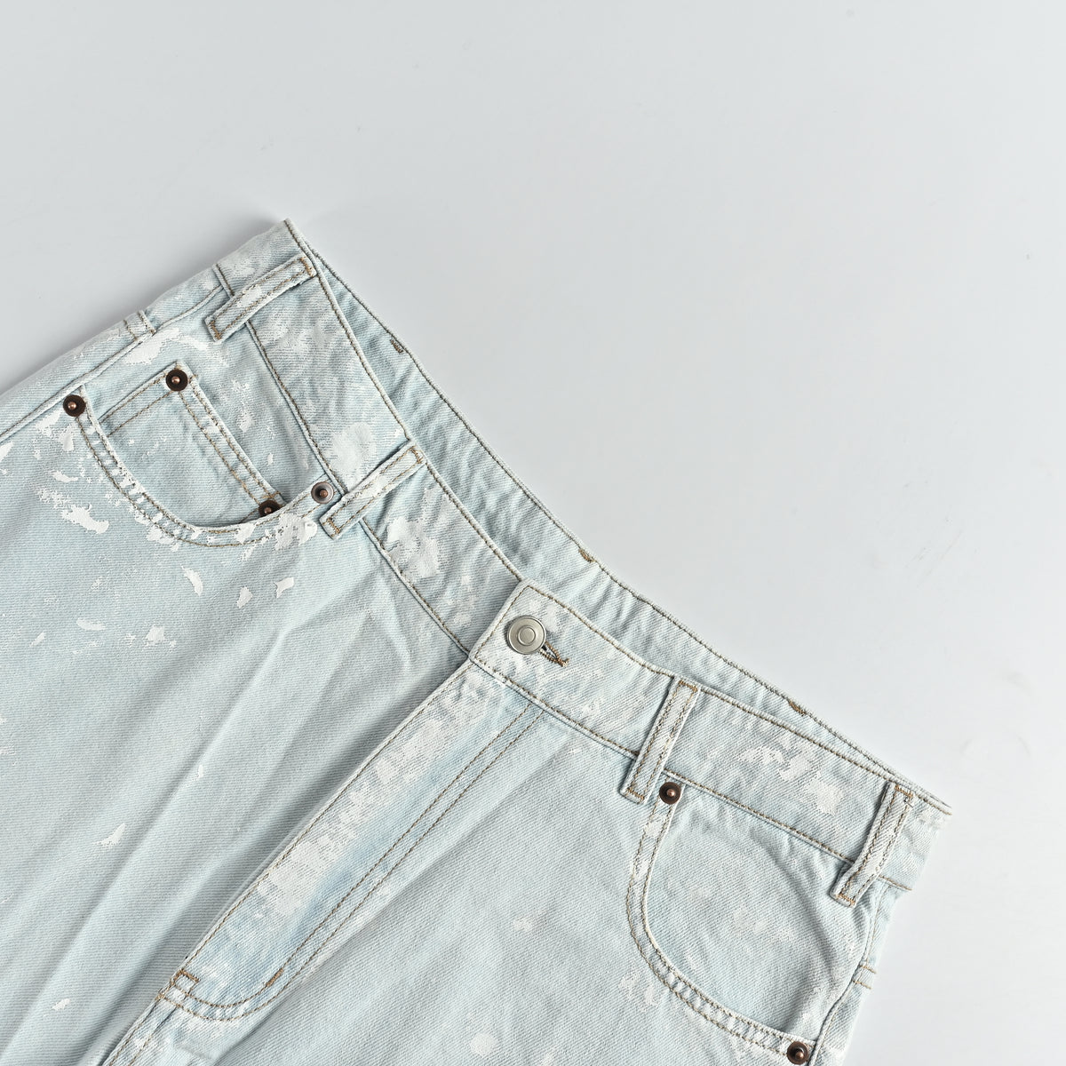 Maison Margiela 26SS Paint Splash Five-Pocket Straight-Leg Jeans – Ice Blue  HH6000701