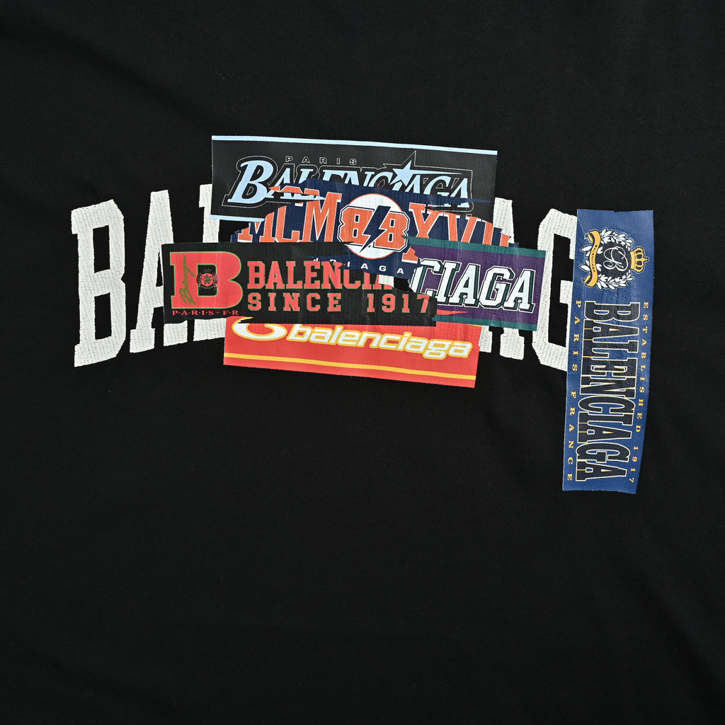 Balenciaga Layered Heat-Press Sticker Label Print Short Sleeve T-Shirt YS3400617