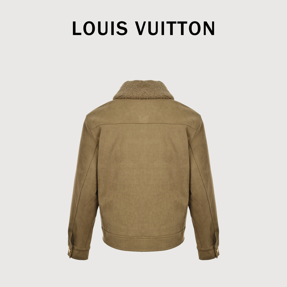 Louis Vuitton LV Embossed Relief Shearling-Collar Denim Jacket 2025 Tan Camel  HY7001115-TAN