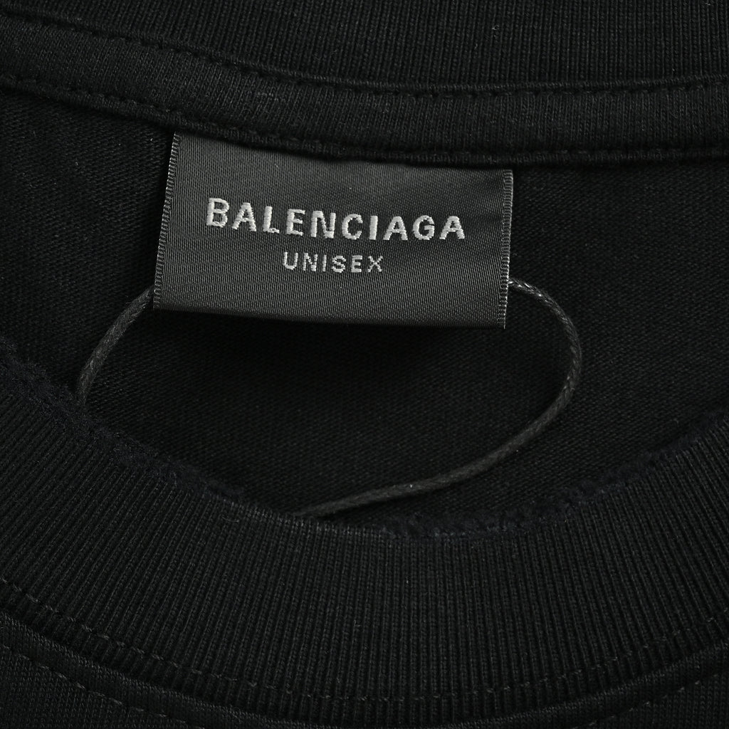 Balenciaga Heavy Embroidered Patch Short Sleeve T-Shirt – Black  XBK2800324-BLK