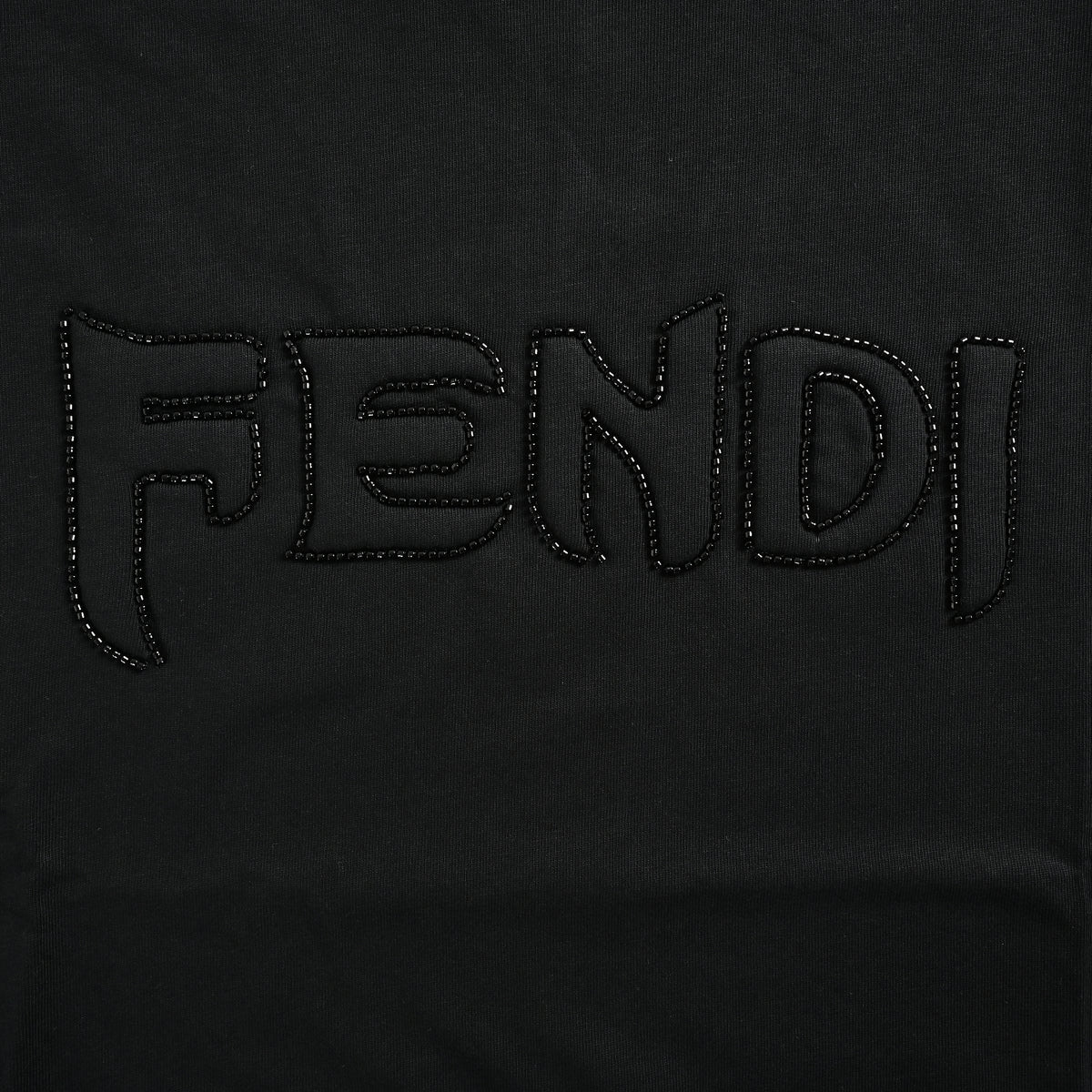 Fendi Tonal Crystal Embroidered Short Sleeve T-Shirt – Black FY2400628