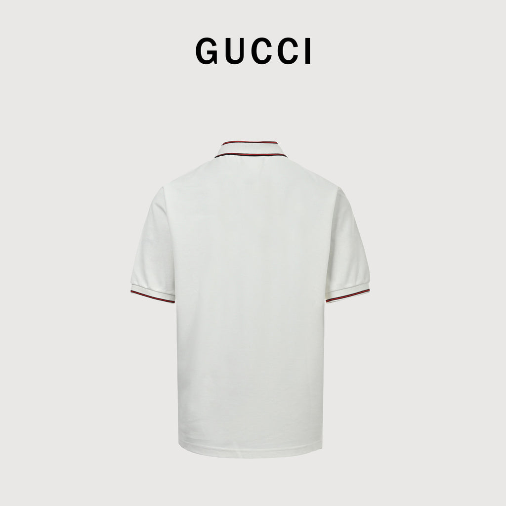 Gucci 25SS Rib Jacquard Short Sleeve Polo Shirt – White784422-XJGSQ-9074