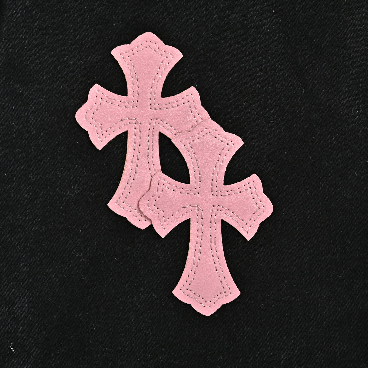 Chrome Hearts Couture Cross Leather Appliqué Washed Straight-Leg Jeans – Black  XM5600824