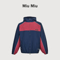 Miu Miu 25FW Color-Block Splice Shell Jacket – Navy / Burgundy SY5200731-NBG