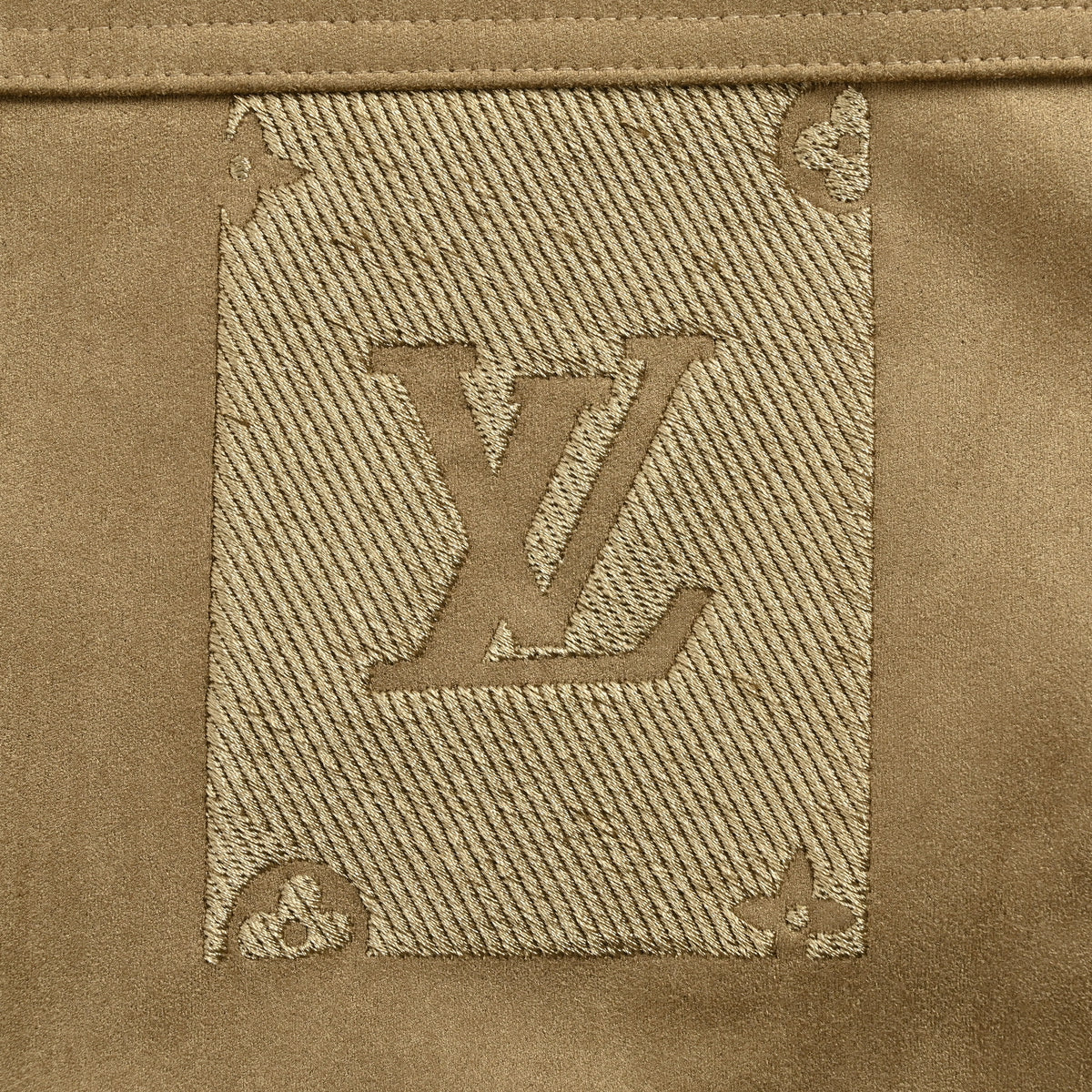 Louis Vuitton LV Embossed Relief Shearling-Collar Denim Jacket 2025 Tan Camel  HY7001115-TAN