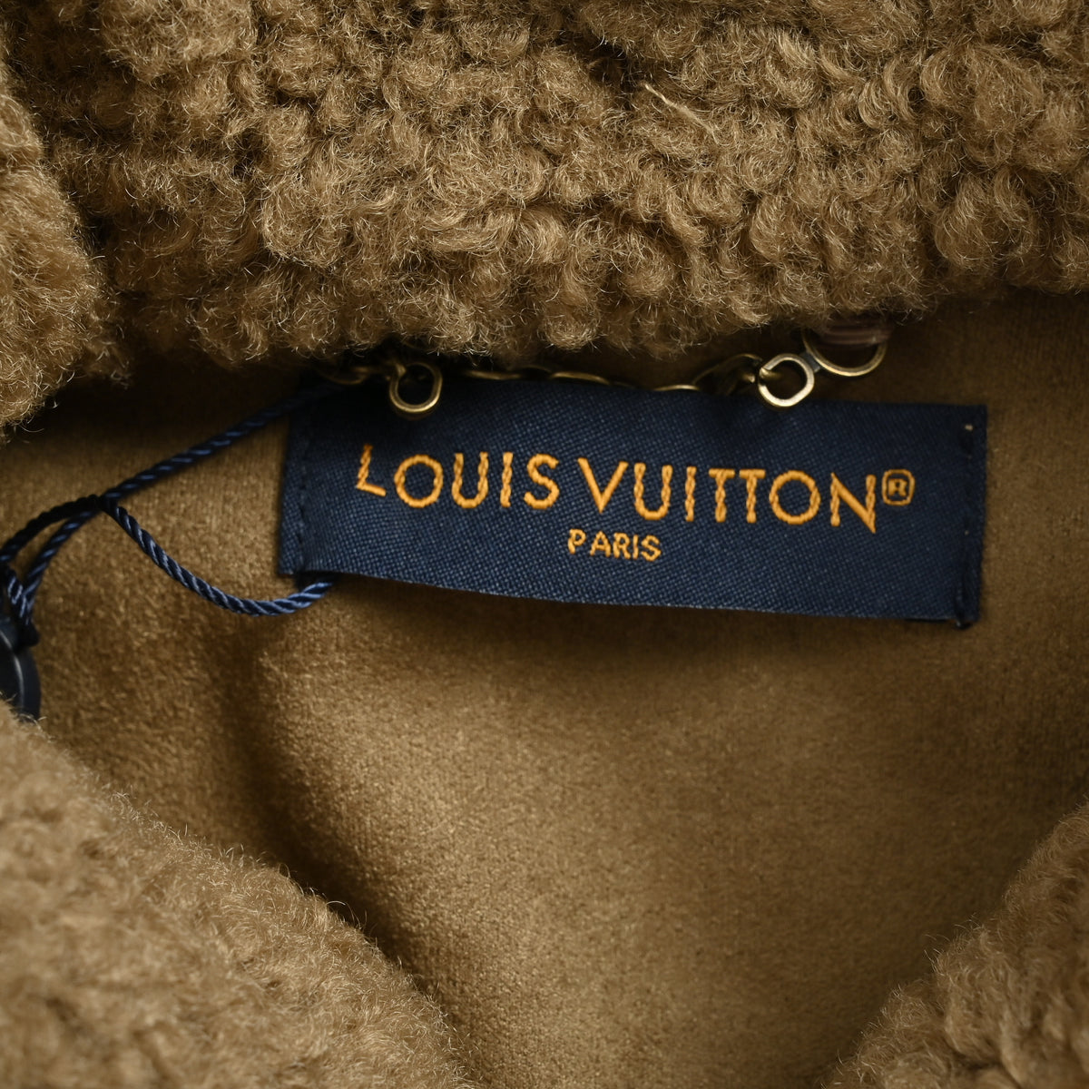 Louis Vuitton LV Embossed Relief Shearling-Collar Denim Jacket 2025 Tan Camel  HY7001115-TAN
