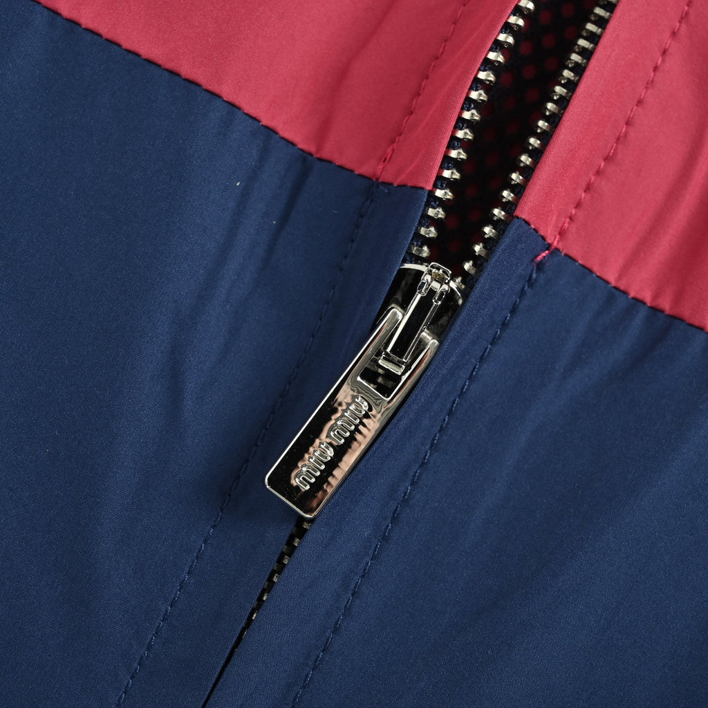 Miu Miu 25FW Color-Block Splice Shell Jacket – Navy / Burgundy SY5200731-NBG