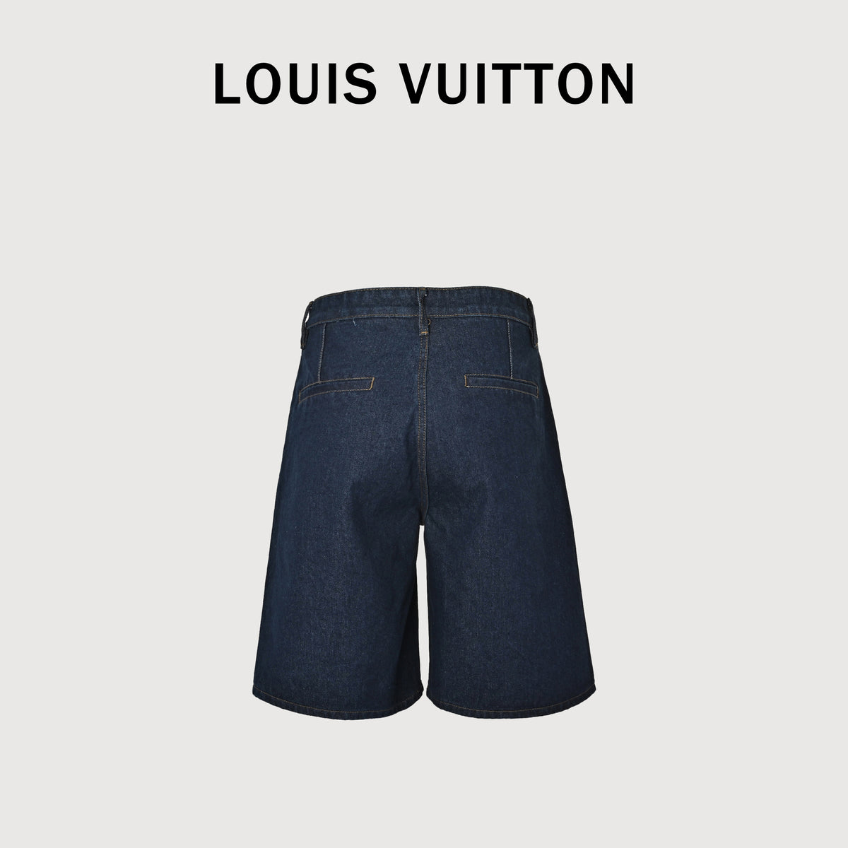 Louis Vuitton LV Leather Badge Denim Shorts 2026 XM3800703