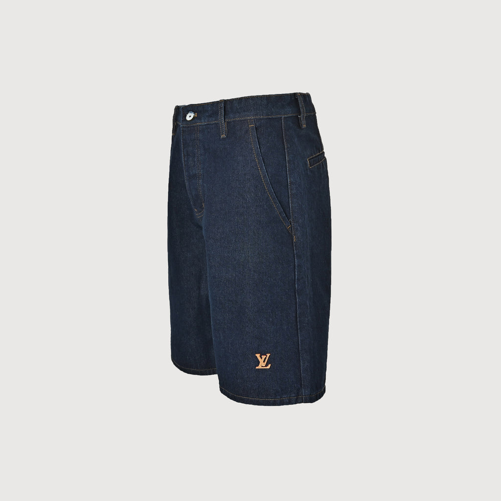 Louis Vuitton LV Leather Badge Denim Shorts 2026 XM3800703