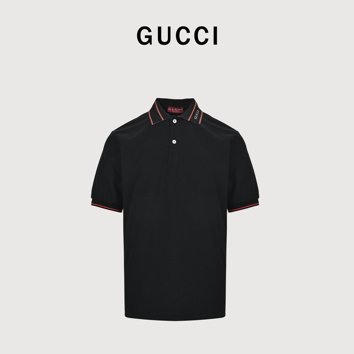 Gucci 25SS Rib Jacquard Short Sleeve Polo Shirt – Black SG2800331-25SS-BLK