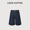 Louis Vuitton LV Leather Badge Denim Shorts 2026 XM3800703