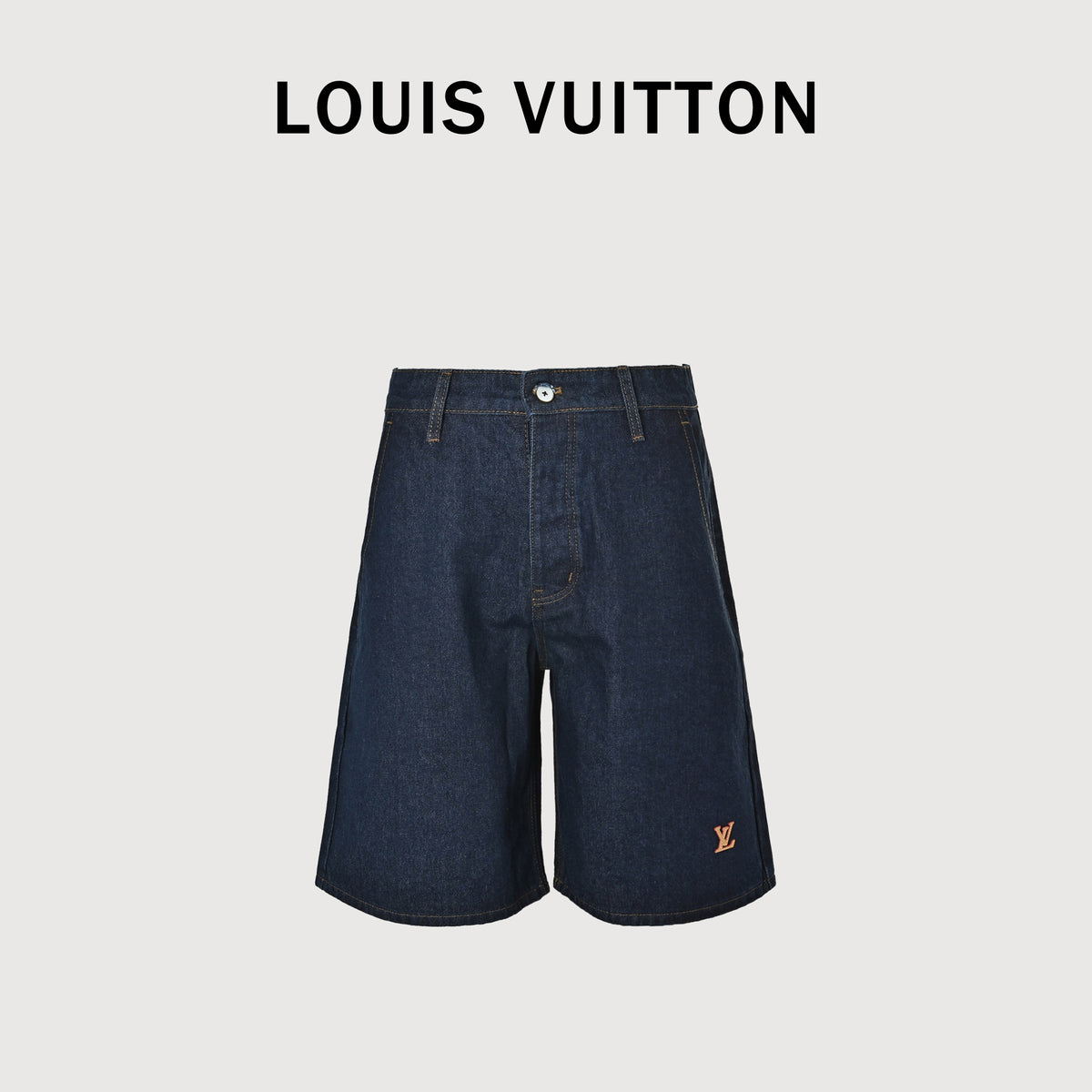 Louis Vuitton LV Leather Badge Denim Shorts 2026 XM3800703