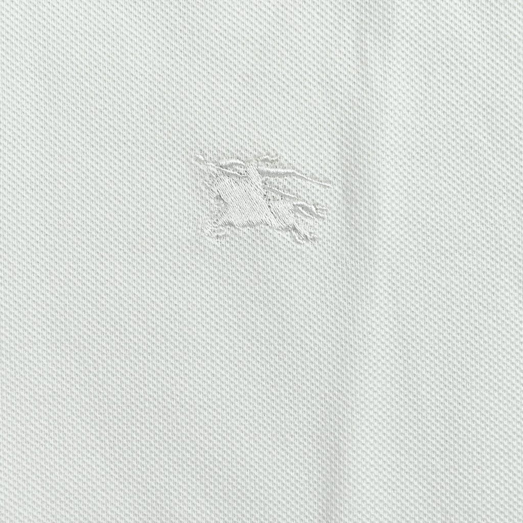 Burberry BBR Check-Collar Piqué Long-Sleeve Polo — White 2026NP3801004