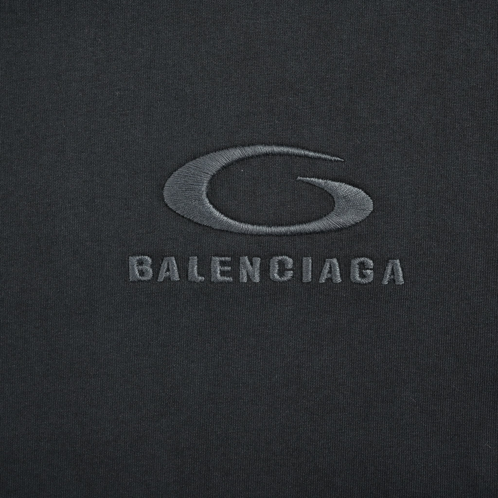 Balenciaga Grey Circle Ring Letter Embroidered Short Sleeve T-Shirt YS3000415