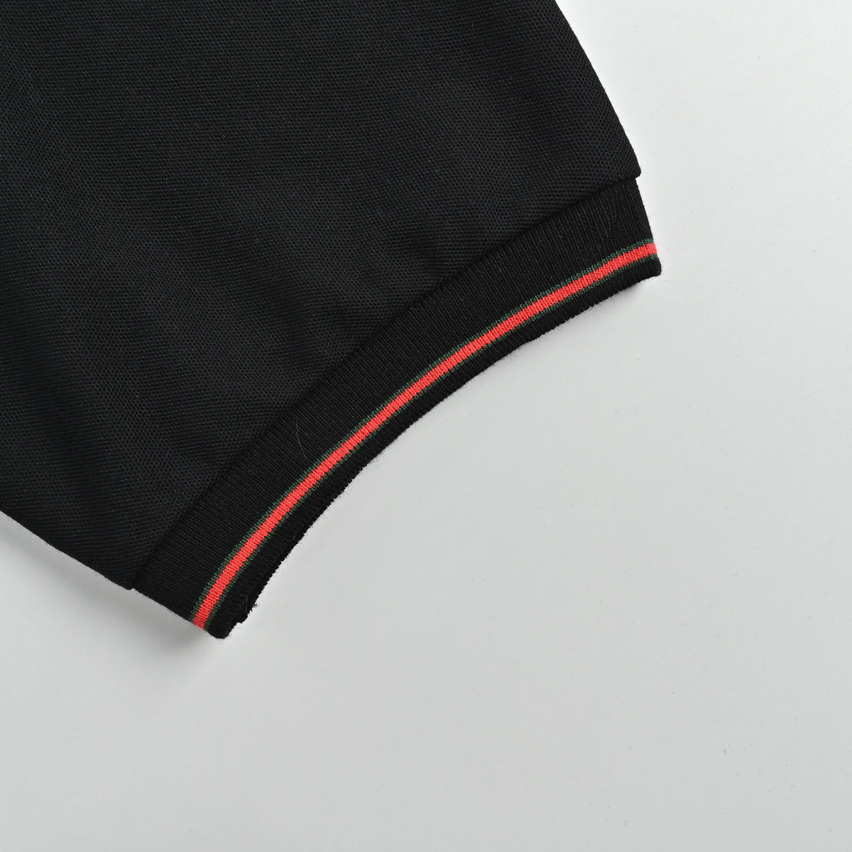 Gucci 25SS Rib Jacquard Short Sleeve Polo Shirt – Black SG2800331-25SS-BLK