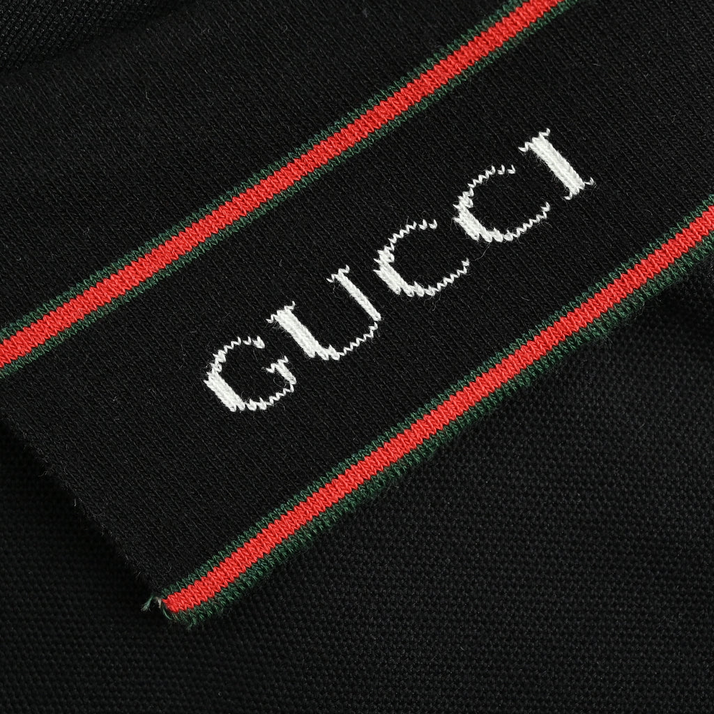 Gucci 25SS Rib Jacquard Short Sleeve Polo Shirt – Black SG2800331-25SS-BLK