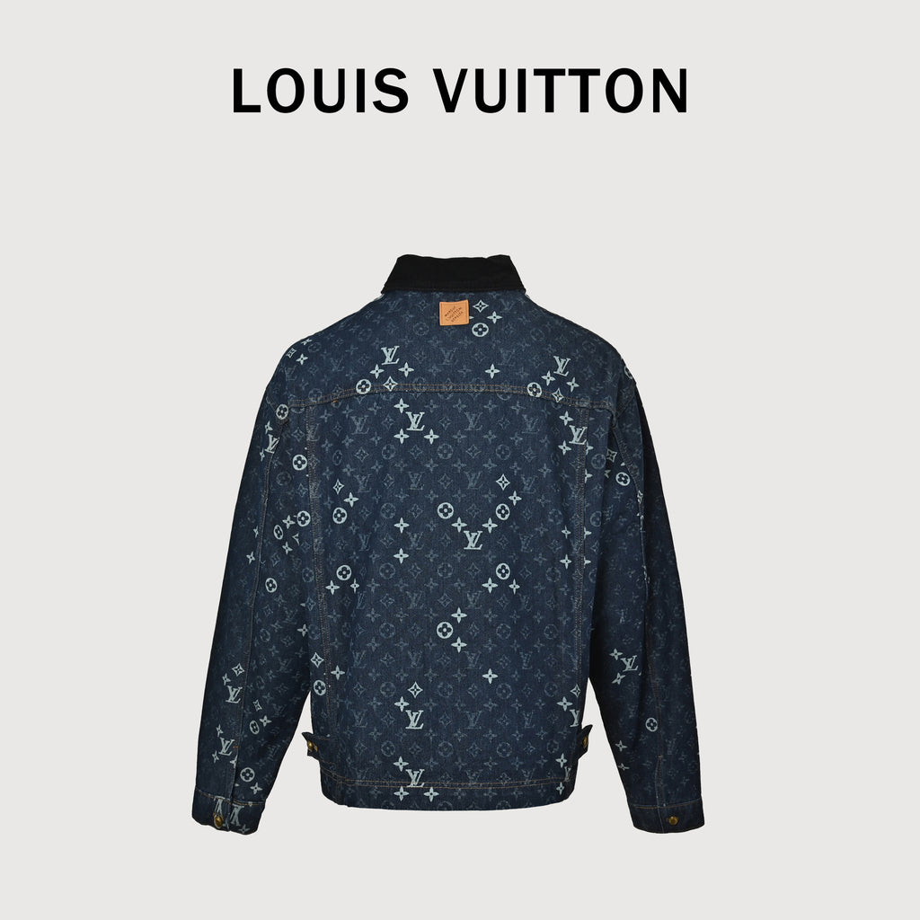 Louis Vuitton LV Monogram Faded Plaid Jacquard Pocket Denim Jacket 2026  R5600819