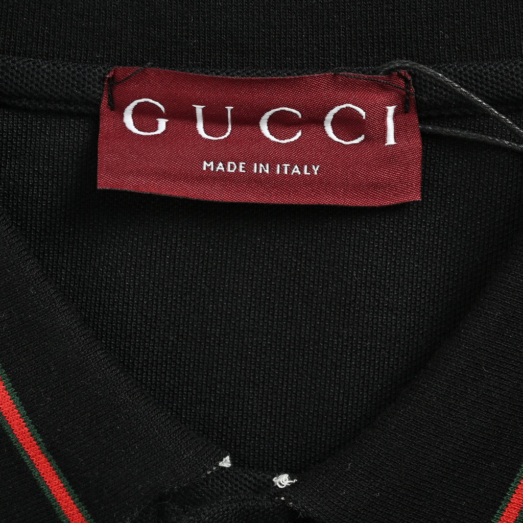 Gucci 25SS Rib Jacquard Short Sleeve Polo Shirt – Black SG2800331-25SS-BLK