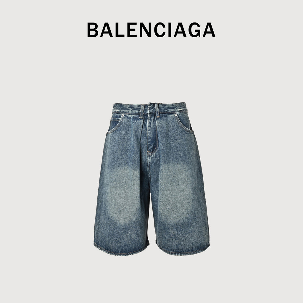 Balenciaga Grey Label Washed Denim Shorts YS4000507