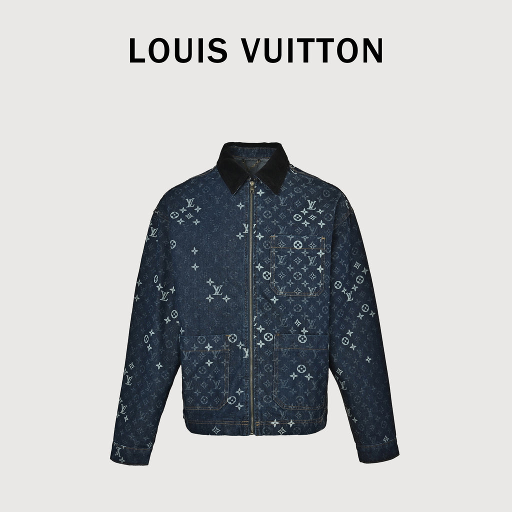 Louis Vuitton LV Monogram Faded Plaid Jacquard Pocket Denim Jacket 2026  R5600819