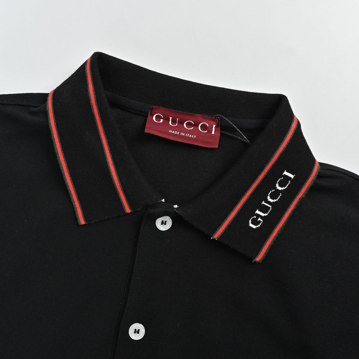 Gucci 25SS Rib Jacquard Short Sleeve Polo Shirt – Black SG2800331-25SS-BLK