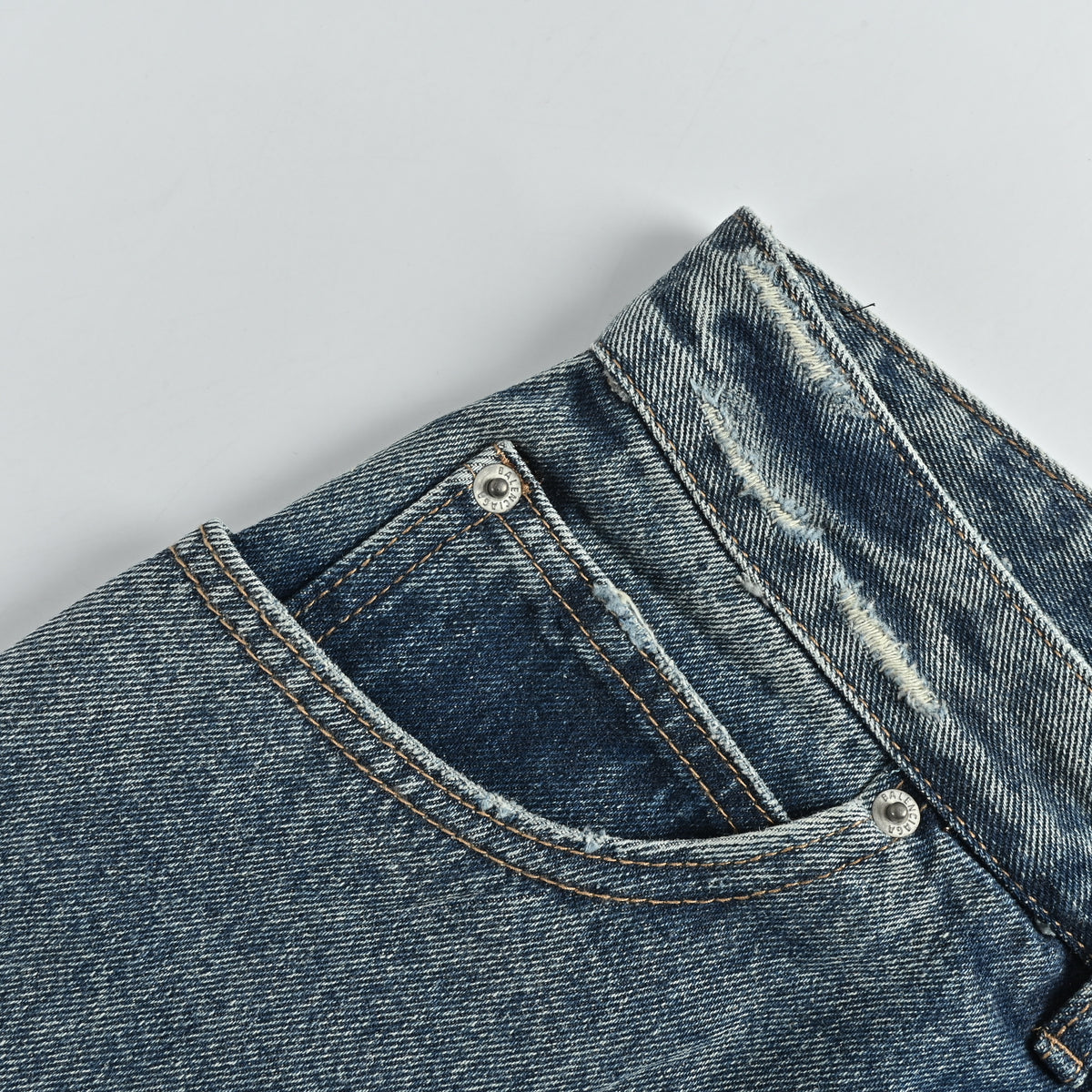 Balenciaga Grey Label Washed Denim Shorts YS4000507