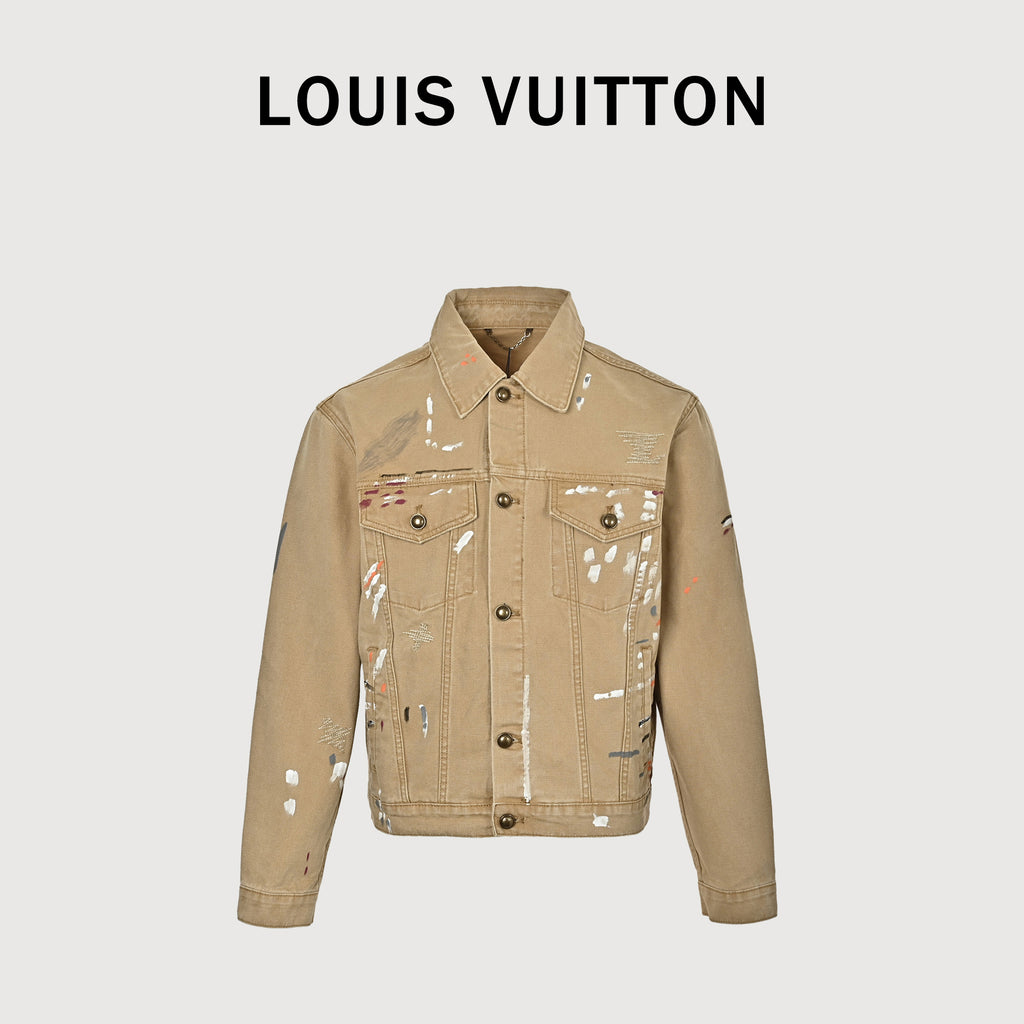 Louis Vuitton LV Ink Splatter Graffiti Denim Jacket 2026 NP7200831