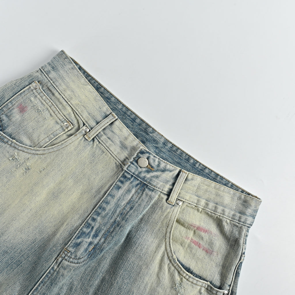 ANCELLM 25SS Destroyed Patch Tapered Jeans – Washed Blue  SG6400317