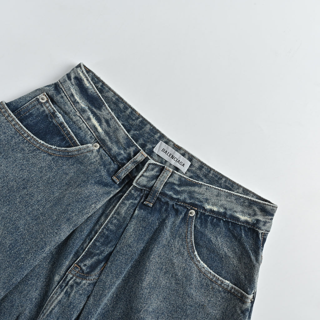 Balenciaga Grey Label Washed Denim Shorts YS4000507