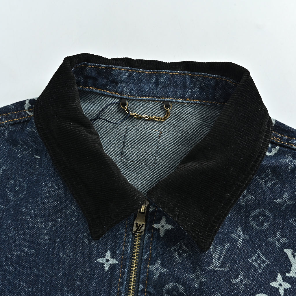 Louis Vuitton LV Monogram Faded Plaid Jacquard Pocket Denim Jacket 2026  R5600819