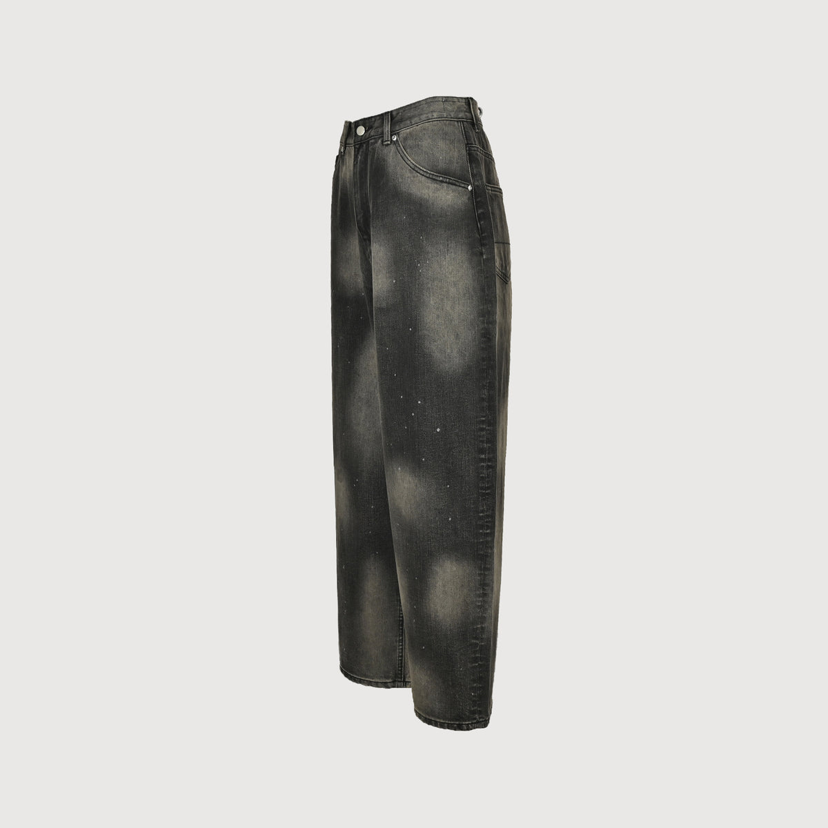 ANCELLM 25SS Mud-Dye Spray Destroyed Wide-Leg Jeans – Charcoal SG6400317-MUD
