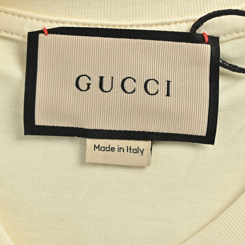 Gucci New Cartoon Series Plaid Jacket Pony Short Sleeve T-Shirt – Cream TS2200326-CRM
