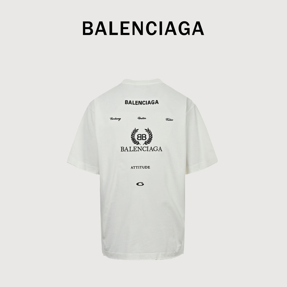 Balenciaga 26SS Back Wheat Crest Embroidered Short Sleeve T-Shirt XBK3000308