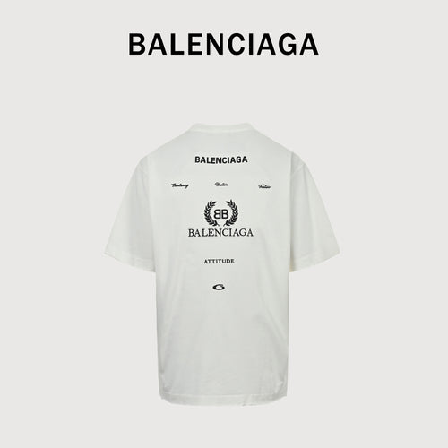 Balenciaga 26SS Back Wheat Crest Embroidered Short Sleeve T-Shirt XBK3000308