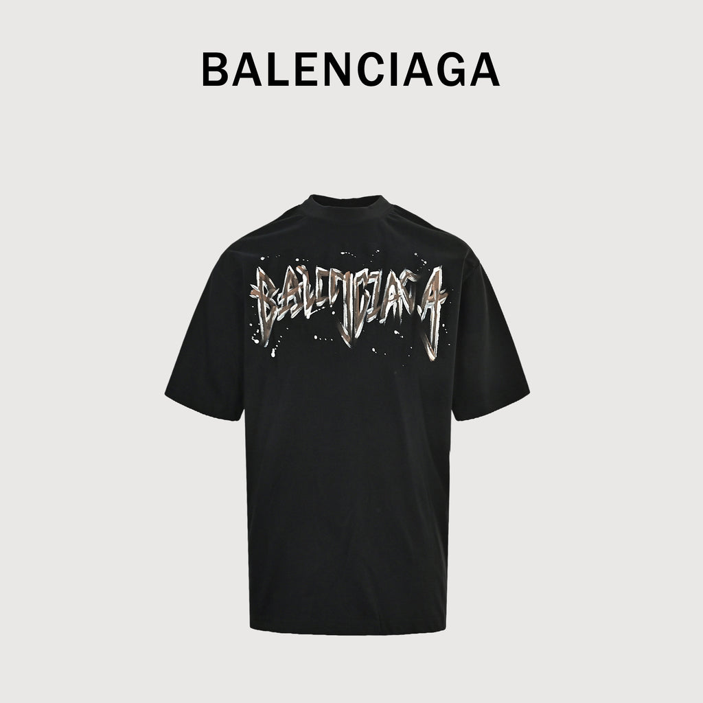 Balenciaga Double BB Hand-Painted Graffiti Short Sleeve T-Shirt  SG260324