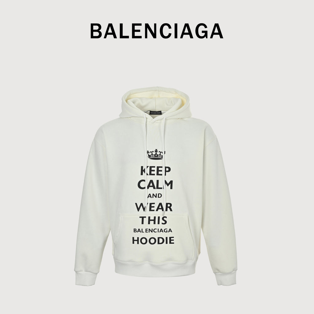 Balenciaga 25FW Crown "Keep Calm" Puff Print Hoodie  HH5000119