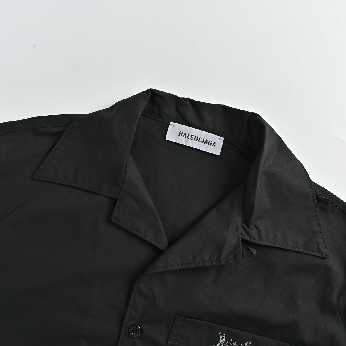Balenciaga Gothic Letter Print Short Sleeve Camp Shirt  YS3600602