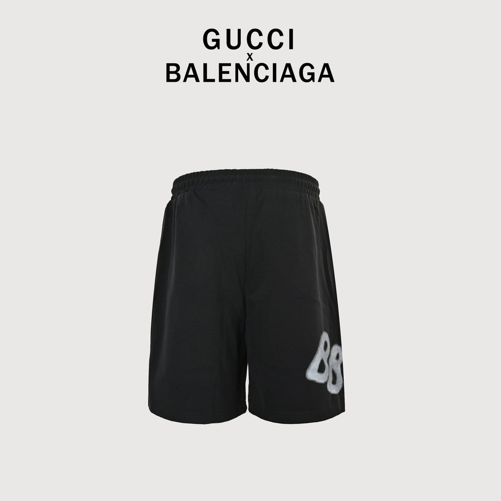 Gucci × Balenciaga 2023 Fall Collab Hand-Painted Logo Shorts – Black XM280042