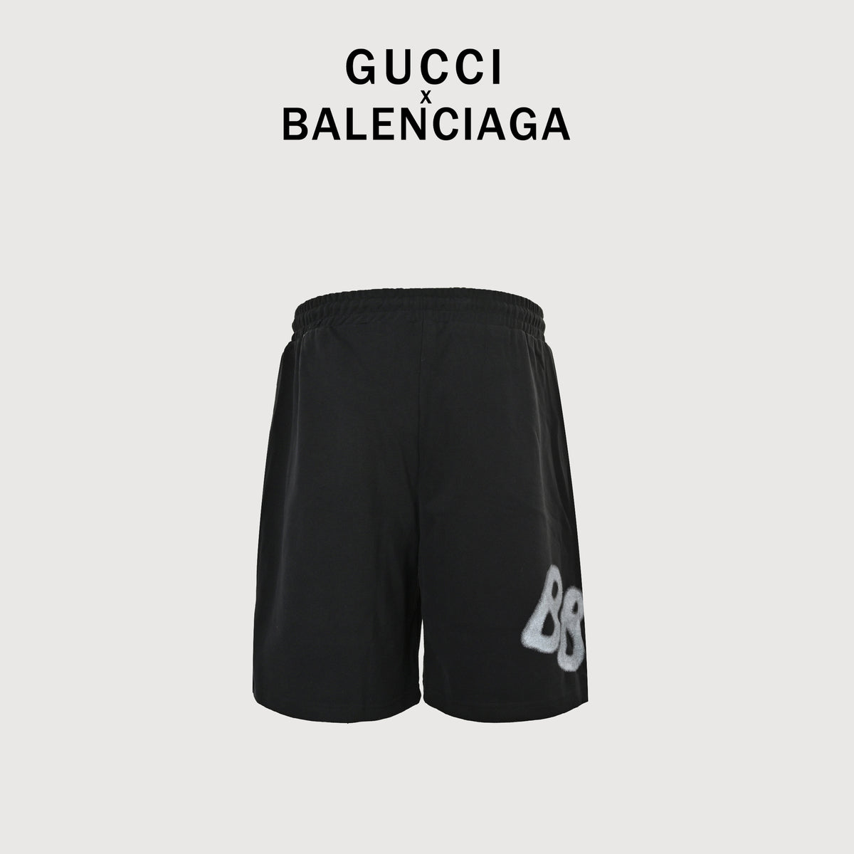 Gucci × Balenciaga 2023 Fall Collab Hand-Painted Logo Shorts – Black XM280042