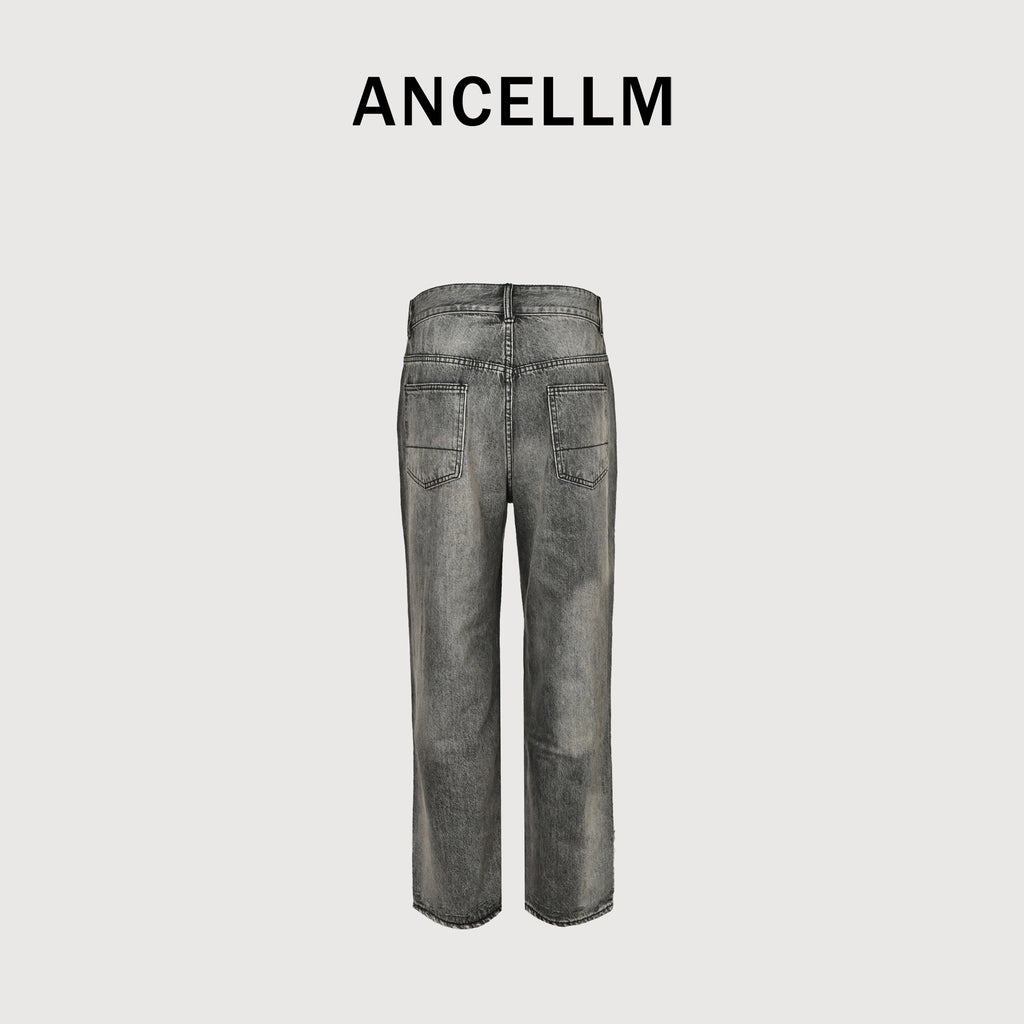 ANCELLM 25 Washed Destroyed Tapered Jeans – Grey Wash  SG6400317-GRY