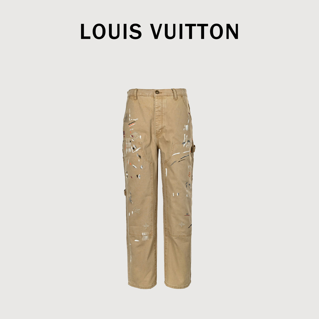 Louis Vuitton LV Ink Splatter Graffiti Denim Pants 2026 NP6600831